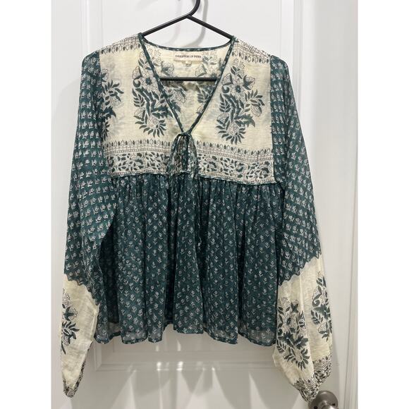 Daughters of India Rooh Long Sleeves Blouse in Pine Sz XS - Picture 2 of 12